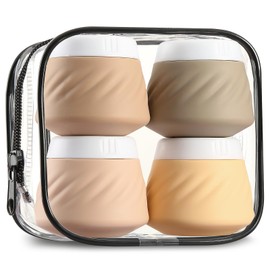 Gemice Gemice Travel Containers for Toiletries, Silicone Cream Jars TSA Approved Travel Size Containers with Clear Bag, Leak-proof Travel Accessories with Lid for Cosmetic Face Body Hand Cream (4 Pack)