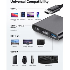 Adaptador USB C a HDMI multipuerto de 100 W de carga rápida, Fubiaofei tipo C HDMI 4K convertidor de salida USB 3.0 Hub, adaptador AV digital USB-C 3
