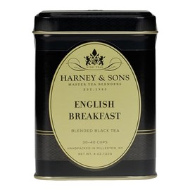 Harney & Sons English Breakfast Black Tea – 4oz Loose Leaf Tin, Pure China Keemun, Bold, Full-Bodied Flavor, Great for Hot, Iced, or Teapot Brewing