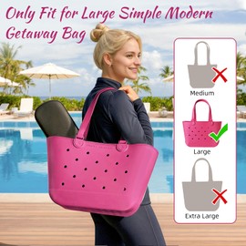 PoYang Dividers for Large Simple Modern Bag Accessories 2 Pack, Lightweight Metal Divider Tray for Simply Modern Getaway Tote, Sturdy & Waterproof Beach Tote Bag Organizer Insert, Malibu Pink