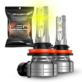 SEALIGHT H11/H16/H8 LED Fog Light Bulbs Yellow or DRL, 12000LM 3500K Yellow H11 Amber Fog Lights LED, Real 1:1 Mini Size Replacement for car, trucks, SUVS, Non-polarity, Pack of 2