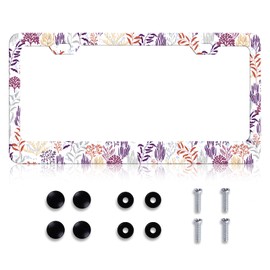 Colorful Corals License Plate Frame - Beautiful Marine Life License Plate Holder, Rust-Proof Stainless Steel License Plate Cover Decoration with Screws Caps for Standard Us 12x6 Inch