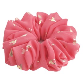 26 Colors Available, Colorful Big Scrunchies for Hair, Soft Chiffon Ponytail Holder, Cute Birthday Gift for Women Girl Teen, Holiday Accessory (Pink Rose Gold)