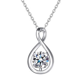 AGVANA Women's Birthstone Necklace, 12 Months, Drop Motif, Platinum Plated, 925 Silver, Accessory, Christmas, White Day, Birthday, Mother's Day, Gift with Beautiful Box, Silver, Created Ruby