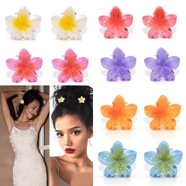 YupiscYe Hair Clip, 12PCS 1.18inch Colorful Clear Flower Claw Clips, Hawaiian Flower Hair Clips Beach Hair Accessories for Women and Girls, Various Colour Plating Colours
