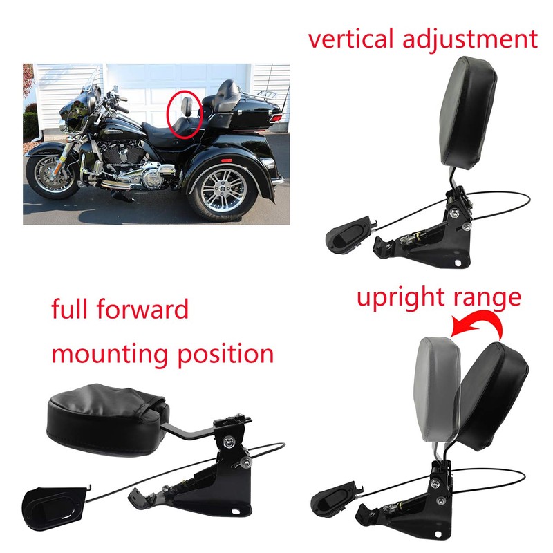 HCmotorku Adjustable Driver Backrest with Mounting Kit Compatible with Harley