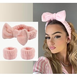 HealthyMoov Dusky Pink Beauty Set (3 Pieces) with Hair Band Makeup and Face Wash Wristbands