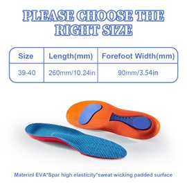 IKOPFLN 2 Paar Professionelle Einlegesohlen, Comfysole Fersensporn Einlagen für Herren Damen, zur Unterstützung des Fußgewölbes, Fußschmerzen, 39-40
