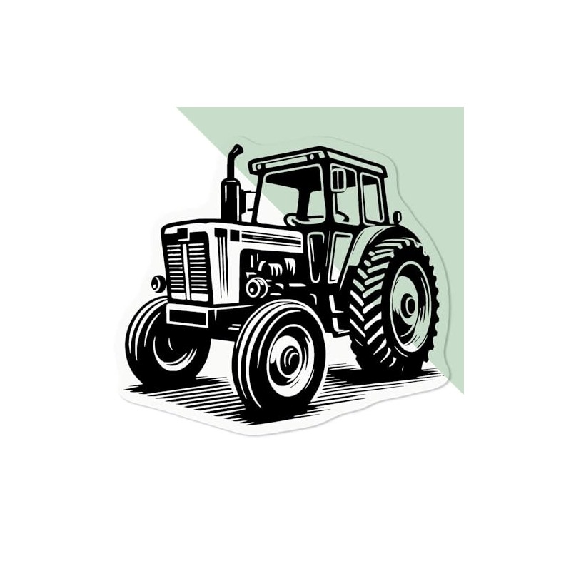 Small 100mm 'Farm Tractor' Clear Static Window Cling Sticker/Decal (Black)