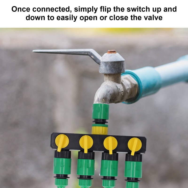 Water Hose Splitter ABS Material 4 Way Stainless Durable Garden