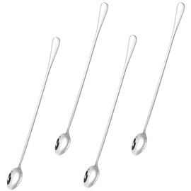 4 PCS Long-Hand Ice Tea Spoon 12 Inches Stainless Steel Cocktail Stirring Spoons Mixing Coffee Spoons Tall Cups Spoon for Coffee Dessert Shakes