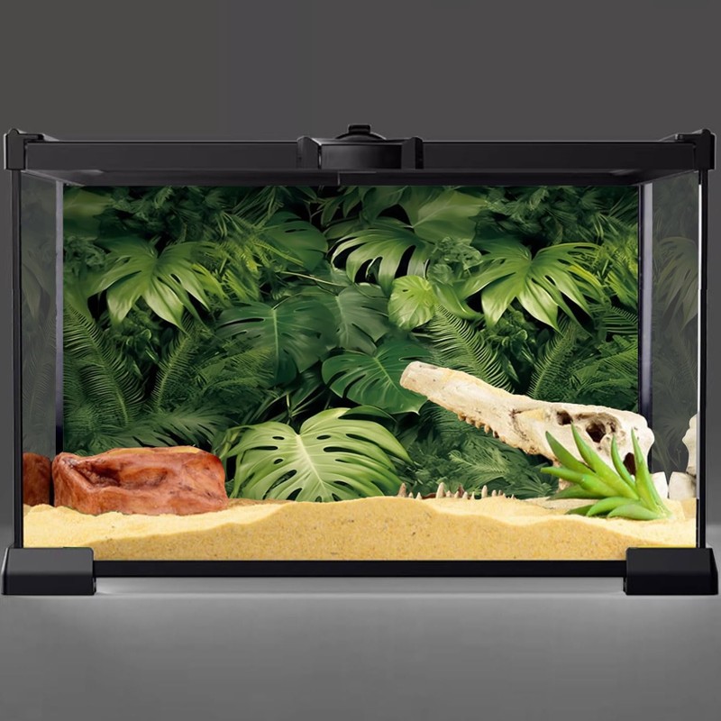 AWERT 36x18 inches Tropical Leaves Terrarium Background Polyester Reptile Habitat