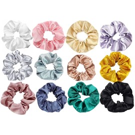 YBVABE Silk Satin Scrunchies, Soften and Elastic, Hair Scrunchies for Frizz Prevention, Satin Hair Ties for Breakage Prevention and Gentle Style, Ponytail Holder Hair Accessories Girls Ladies Women