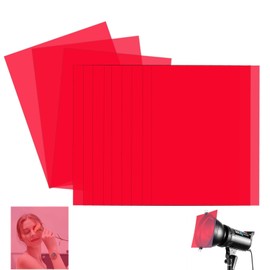 Pack of 12 Heat Resistant Film for Lamps, Lamp Film A4 Red Film Transparent Adsorption with Electrostatic Colour Films Gel Colour Filter for Photo Studio Strobe LED DJ Light, 29.7 x 21 cm