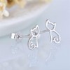 Sterling Silver Cat Kitten Outline Stud Earrings