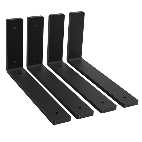 Heavy Duty Shelf Brackets, 4 Pack 6" x 4" Black