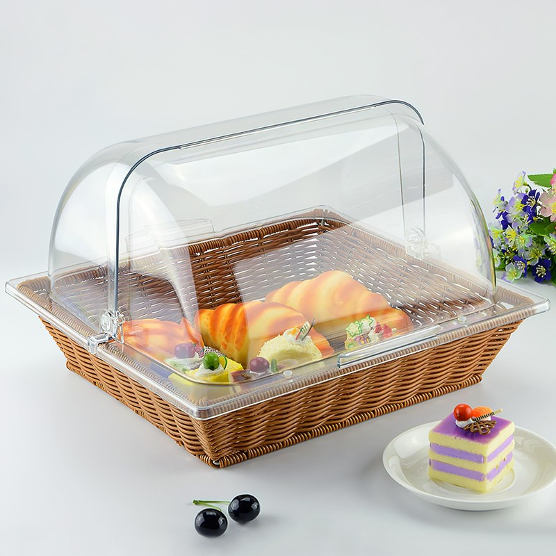 Ciieeo Clear Acrylic Dome Cover Rectangle Roll Top Bread Basket