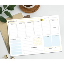 BYANIKA A4 Weekly Planner Pad - To Do List Notepad - Cute Productivity Planner - 120gsm Desk Pad - 50 Tear-Off Sheets