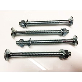 M12 x 180 Carriage Bolts Square Bolts BZP 4.8 Complete with Full Nuts & Form A Washers DIN 603 Pack of 4