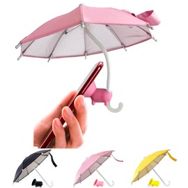 FantasyBear UV Protection Phone Umbrella for Sun,Universal Adjustable Piggy Suction Cup Phone Stand Umbrella,Sun Shade (Pink-Flexible Handle)