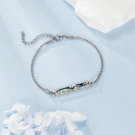 Wave Bracelet S925 Sterling Silver Abalone Ocean Waves Bracelet Beach Jewelry For Women Female Gifts
