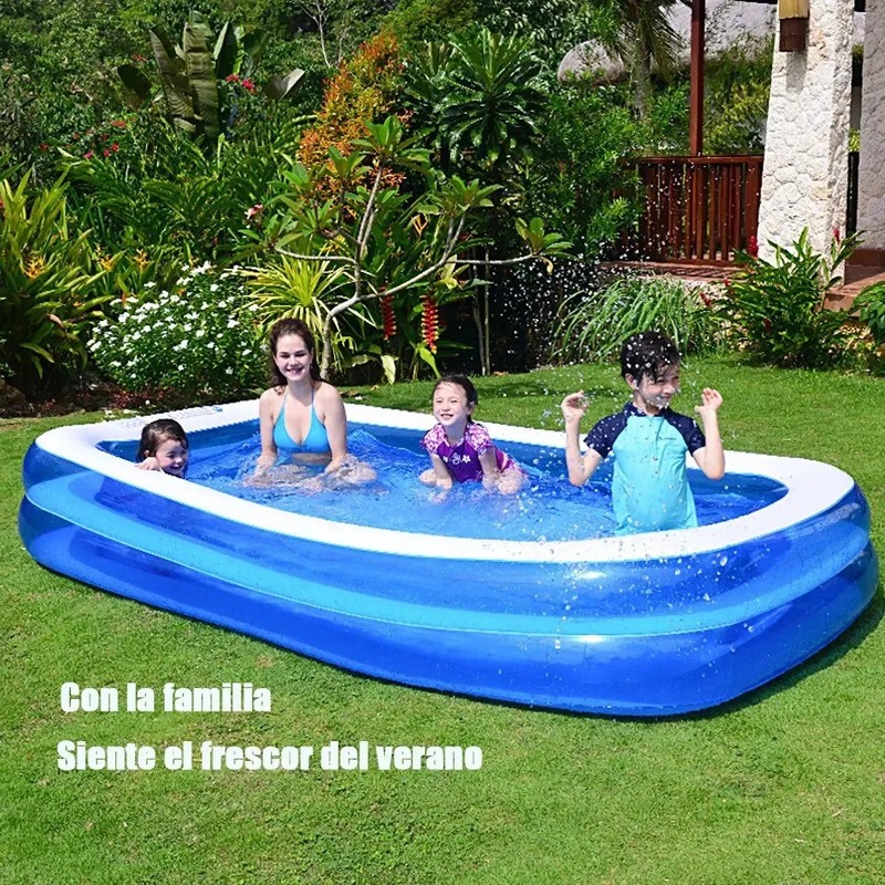 Alberca Hinchable Rectangular Grande de 2 Metros para Familia Azul