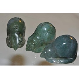 ✦ Bella-gems ✦ Set of 3 Pieces 13x25x17mm"Chinese Zodiac/So Cute"~India Fancy Jasper Agate Hand-Carved Rats/Mouse Pendant - Lucky Charm - R1281