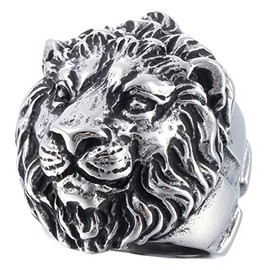 Lion Ring for Men Stainless Steel Jewelry Punk Biker Ring Gothic Animal Rings (10)