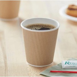 HOT BARGAINS, 500 X 4oz / 120ml Kraft Ripple Cups Disposable Triple Wall Paper Cups for Hot and Cold Drinks Espresso - Sealed Hygiene Proof Packaging