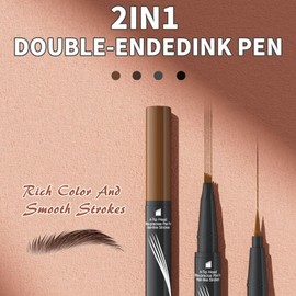 Magic Eyebrow Pencil - 3D Waterproof Microblading Eyebrow Pen - Eye Liner And Four-Tip Eyebrow Pen - Double End Brow Pencil - Brow Pencil for Makeup Rapid Natural Brow Beginners(Dark Brown)