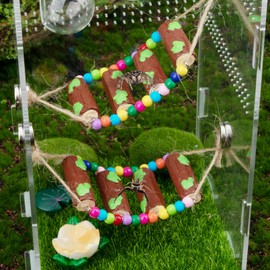 GAGILAND Jumping Spider Rope Bridge Kit Feeding Dish with Tweezer DIY Resin Climbing Suspension Bridge Jumping Spider Platform Enclosure Accessories for Decorating Small Reptile Enclosure