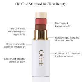 Ogee Sculpted Face Stick (OPAL - STARLIGHT WHITE) Certified Organic Highlighter Makeup - Multi-Use Glow Highlighter Stick