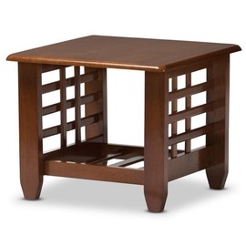 BOWERY HILL Modern Wood End Table with Open Shelf in Cherry Brown