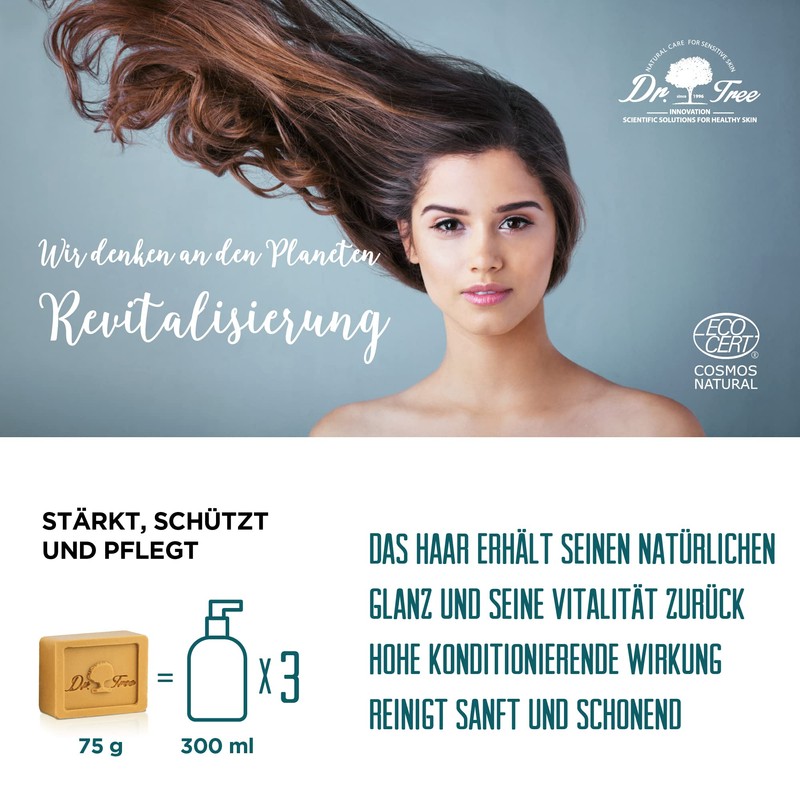 Dr. Tree 2-in-1 Revitalising Solid Shampoo + Organic Conditioner Strengthens,
