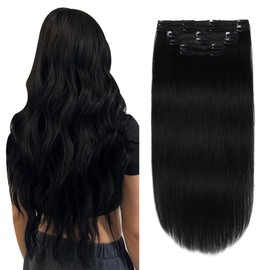 XDhair Clip in Hair Extensions Dark Brown Clip in Hair Extensions 100G 6 Pcs Human Hair Clip in Extensions Long Straight Clip in Hair #2 14 Inch