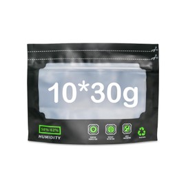 Reusable Storage Bags for 30 g, Airtight Storage Bags with Odour Control + UV Protection, Bag with Integrated Moisture Control (58-62%), 20 x 15 cm, Pack of 10