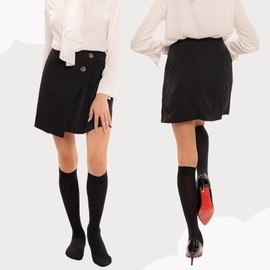 MANZI Knee High Socks for Women Solid Pop Socks Black Natural Nude 4 Pairs 40D