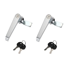 2Pcs Chrome Zinc Alloy Handle Cabinet Cabinet Locks, switchgear, Control Cabinet Locks, Distribution Box Cabinet Door Handle Locks with Keys (Silver)