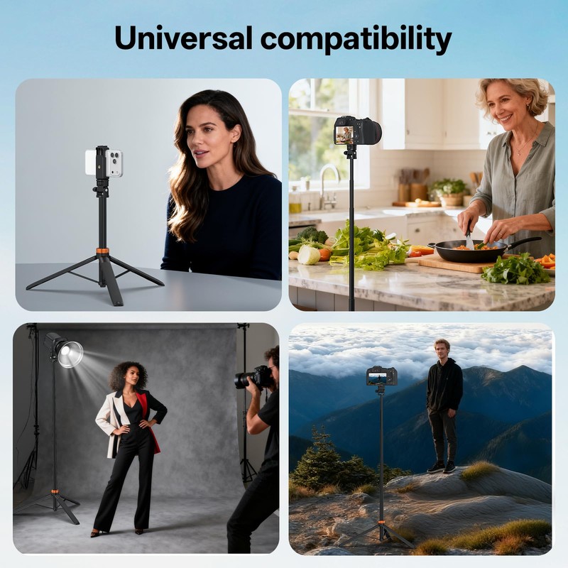 VRIG 63" Extendable Camera Phone Tripod for DJI OSMO Pocket4/3,