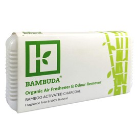 BAMBUDA® Organic Air Freshener & Odour Remover - with Bamboo Activated Charcoal, Fragrance Free & 100% Natural - Suitable for Refrigerators, Wardrobes or Drawers - [White Single Pack]