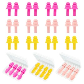 Ear Plugs for Sleeping,12 Pair Earplugs Noise Canceling Soft Silicone Ear Plug Reusable Earplugs for Sleep,Concert,Swimming,Study,Loud Noise,Snoring(Yellow Pink Rose Red)
