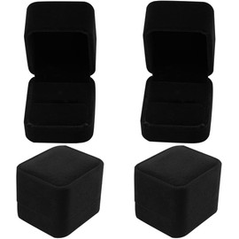 Ring Gift Boxes, 4 PCS Velvet Ring Box Single With Lids Earring box Jewellery Boxes Black Ring Boxes for Rings Jewellery Bulk Engagement Wedding Day Valentine's Day Birthday Gifts