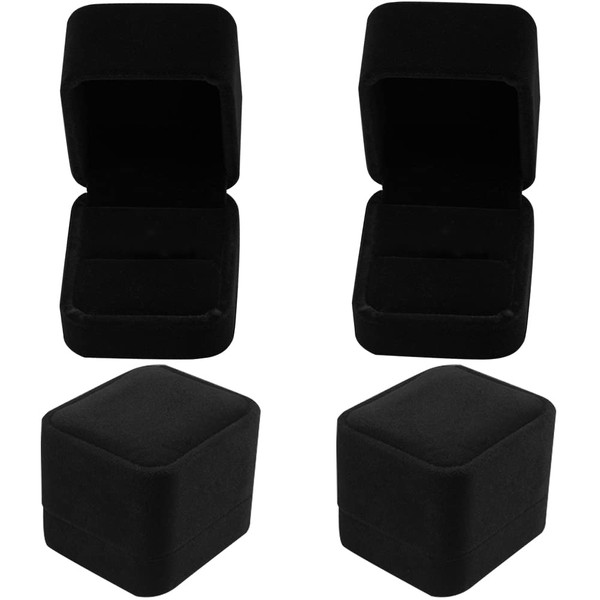 Ring Gift Boxes, 4 PCS Velvet Ring Box Single With