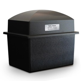 Crowne Vault Recycled Urn Vault for Underground Burial | Holds Cremation Urns for Cemetery and Ground Burials | Made in The USA and Responsibly Manufactured (Marquis, Carbon with Nameplate)