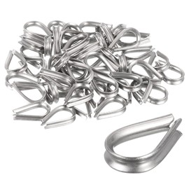 sourcing map 50Pcs M1.5 Stainless Steel Thimble for 1.5mm Dia Wire Rope, Wire Rope Cable Thimbles Rigging for Marine, Sunshade Sail, Fence