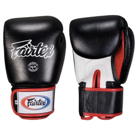 Fairtex Muay Thai Style Training Sparring Gloves, 14 oz, Black/White
