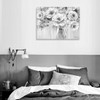 Living Room Abstract Flowers Wall Art, Black and White Floral