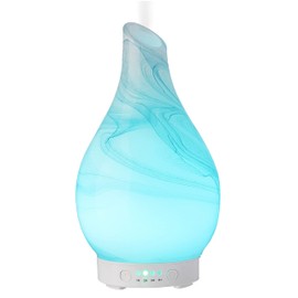 Zen'arôme Diffusor Yangtsé ätherisches Öl - Ultraschallaromatherapie Ultraschalldiffusor - Luftbefeuchter Elektrischer Diffusor - Glassry mit dekorativem Muster und anpassbarer LED -Beleuchtung