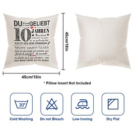 AYESY Cushion Cover, Gifts Birthday for 10 Years Girls Boys 45 × 45 cm Square Pillow Waist Cushion Cover Decorative Gifts for Daughter Granddaughter Niece Cousin Birthday Gifts (10th)