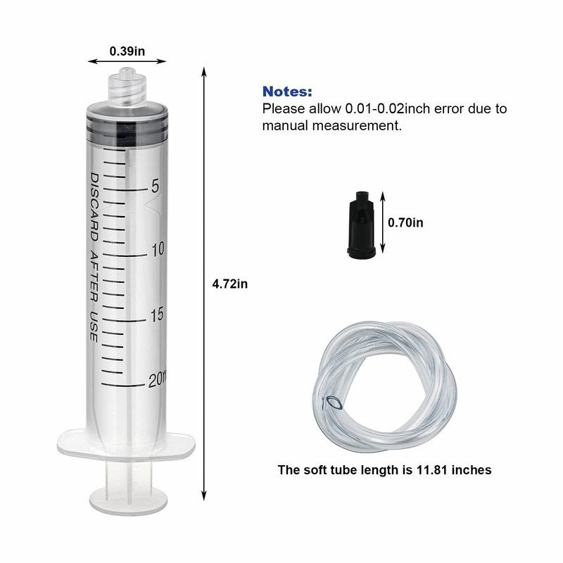 30 Pack 20ml Plastic Syringes with Tube, Luer Lock Syringes